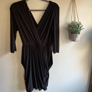 Black hourglass mid sleeve dress